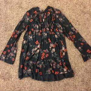 Free People Navy Floral Tunic